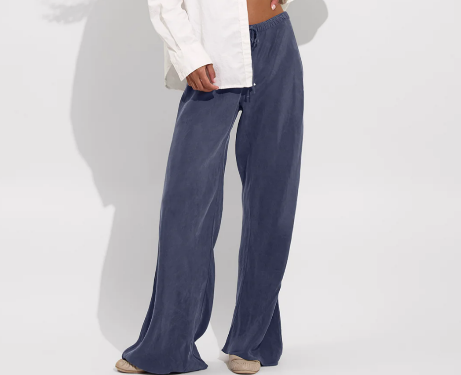 Navy lightweight drawstring pants for beach and resort wear