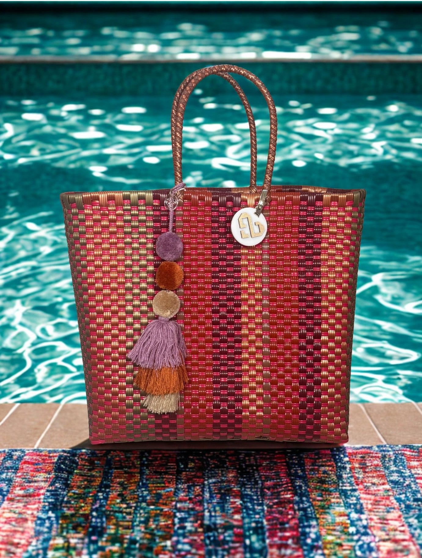 Maria Victoria Red Large Tote with Tassel