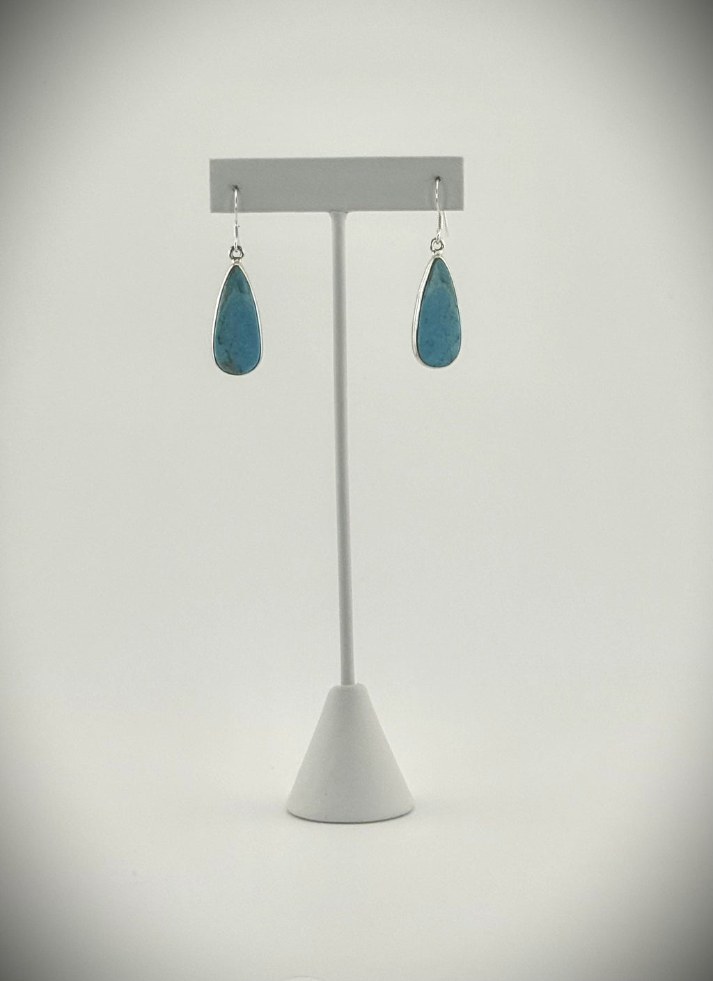 Sterling silver turquoise water drop earrings with smooth teardrop-shaped stones