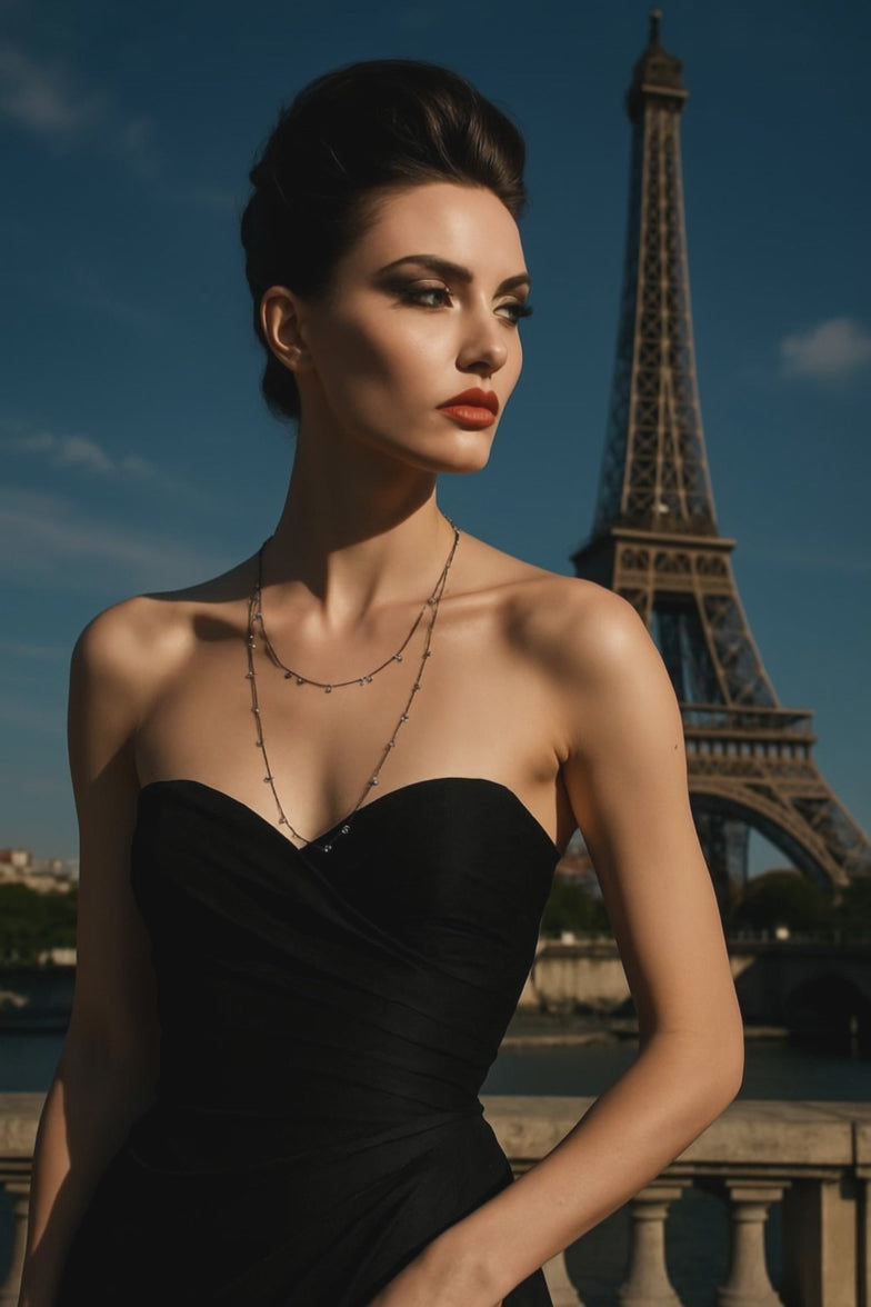 36 inch sterling silver diamond necklace designed for layering or elegant standalone wear