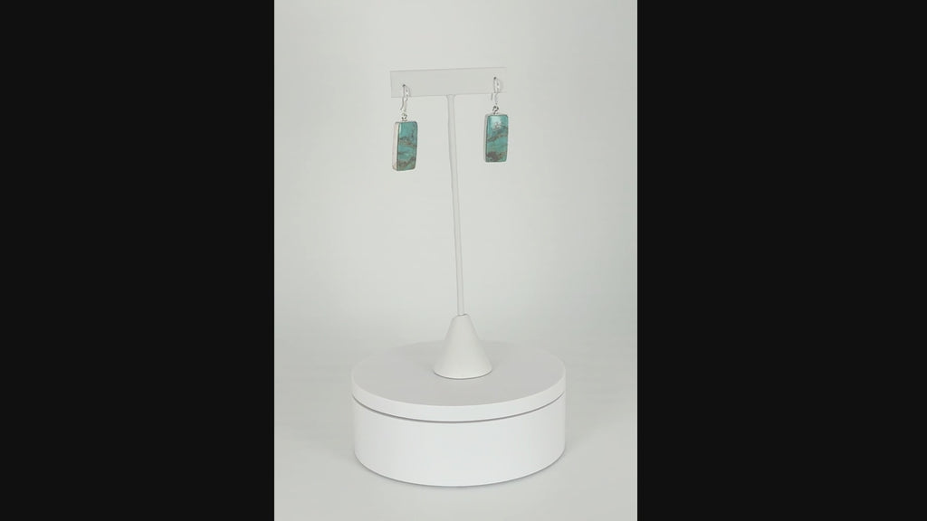Sterling Silver & Turquoise Square Dangle Earrings – Natural Coastal Beauty