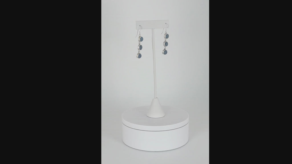 Sterling Silver Blue Aventurine Dangle Earrings – Ocean-Deep Elegance