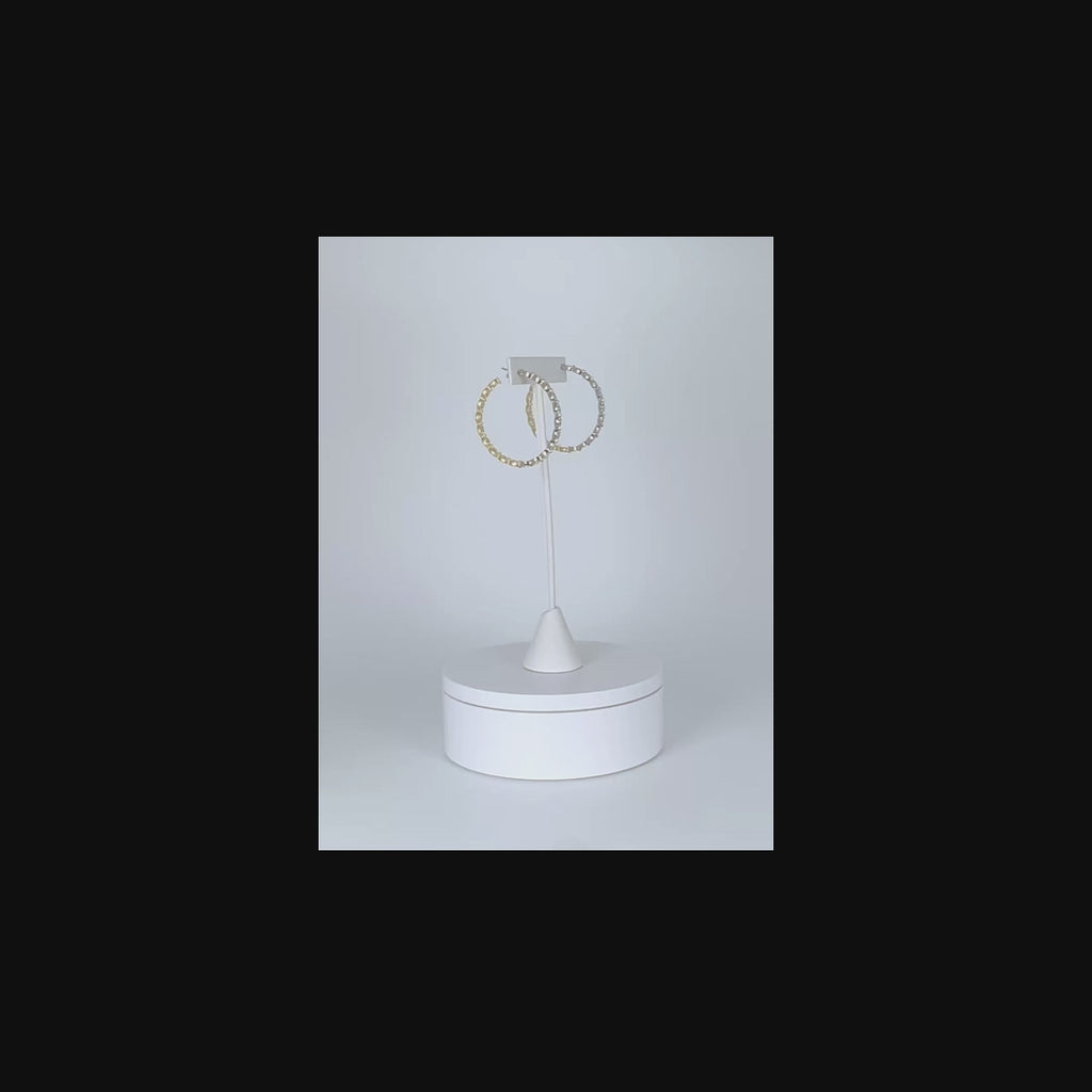 Be Je’s Silver & Gold Diamond Hoop Earrings – Chic, Two-Tone Sparkle