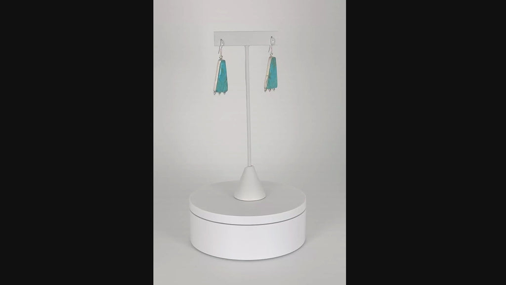 Sterling Silver & Turquoise Triangle Earrings – Modern Desert Blue Elegance